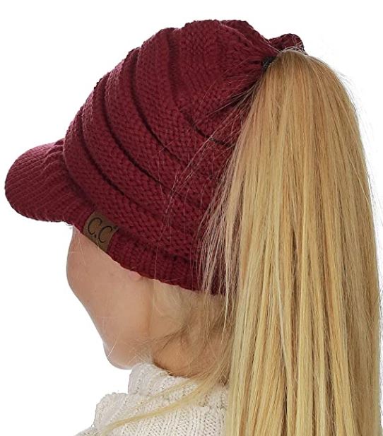 types of beanies: The Ponytail beanie 