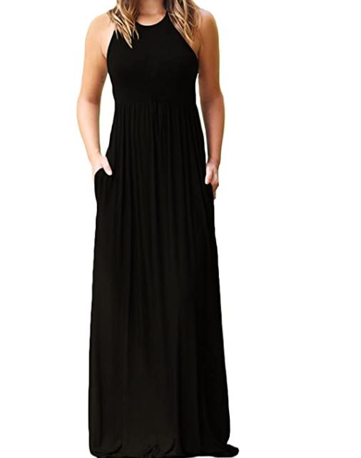 petite black dresses: maxi black dress 