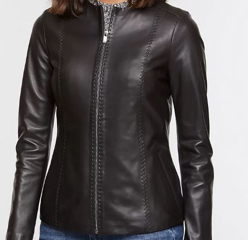 petite leather jacket: leather scuba jacket 