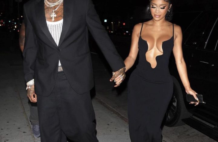 fashion-bomb-couple:-saweetie-wore-a-black-$945-christoper-esber-salacia-plunging-wavy-u-ring-dress-on-a-date-with-beau-yg