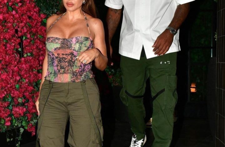 newly-engaged-larsa-pippen-&-marcus-jordan-grab-dinner-in-a-roberta-einer-multicolored-bustier,-fashion-nova-pants-&-marcus-in-off-white