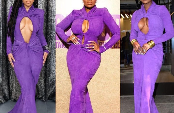 celebs-love:-laquan-smith’s-purple-$2,395-suede-keyhole-twisted-gown-is-a-celeb-favorite-amognst-chloe-bailey,-fantasia,-&-wendy-osefo