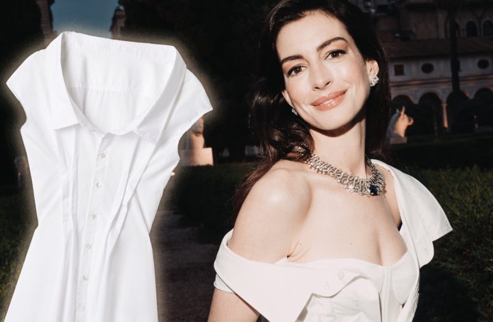 you-can-now-buy-anne-hathaway’s-red-carpet-gap-shirt-dress
