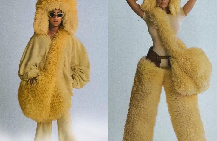 fashion-bomb-duo:-kim-kardashian-and-north-west-twin-in-yellow-erl-shearling-looks-from-the-brand’s-‘made-in-california’-collection