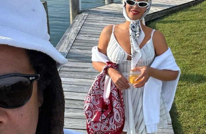 beyonce-wore-a-$470-charo-ruiz-limmey-mini-dress-with-miu-miu-shades-and-a-new-bottega-bandana-print-bag-while-vacationing-in-the-hamptons-with-jay-z-(shop-her-look-here)