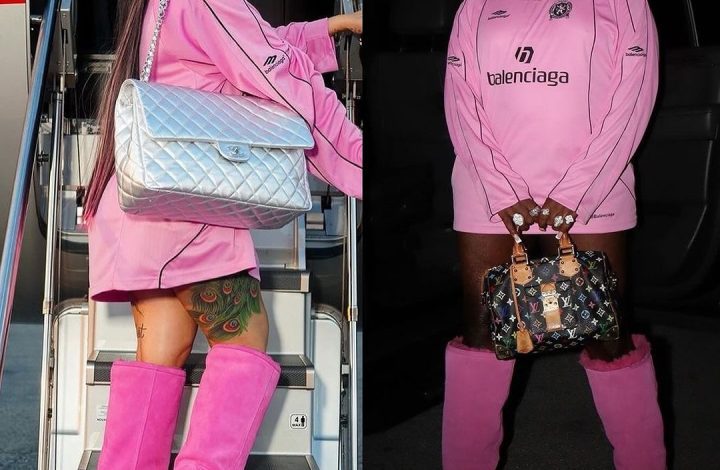 cardi-b-and-saucy-santana-were-both-spied-in-a-pink-balenciaga-jersey-with-the-matching-$1,950-balenciaga-alaska-boots
