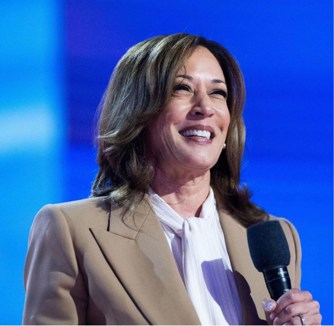 Madam Vice President Kamala Harris wore a Tan Custom Chloe Suit to Day